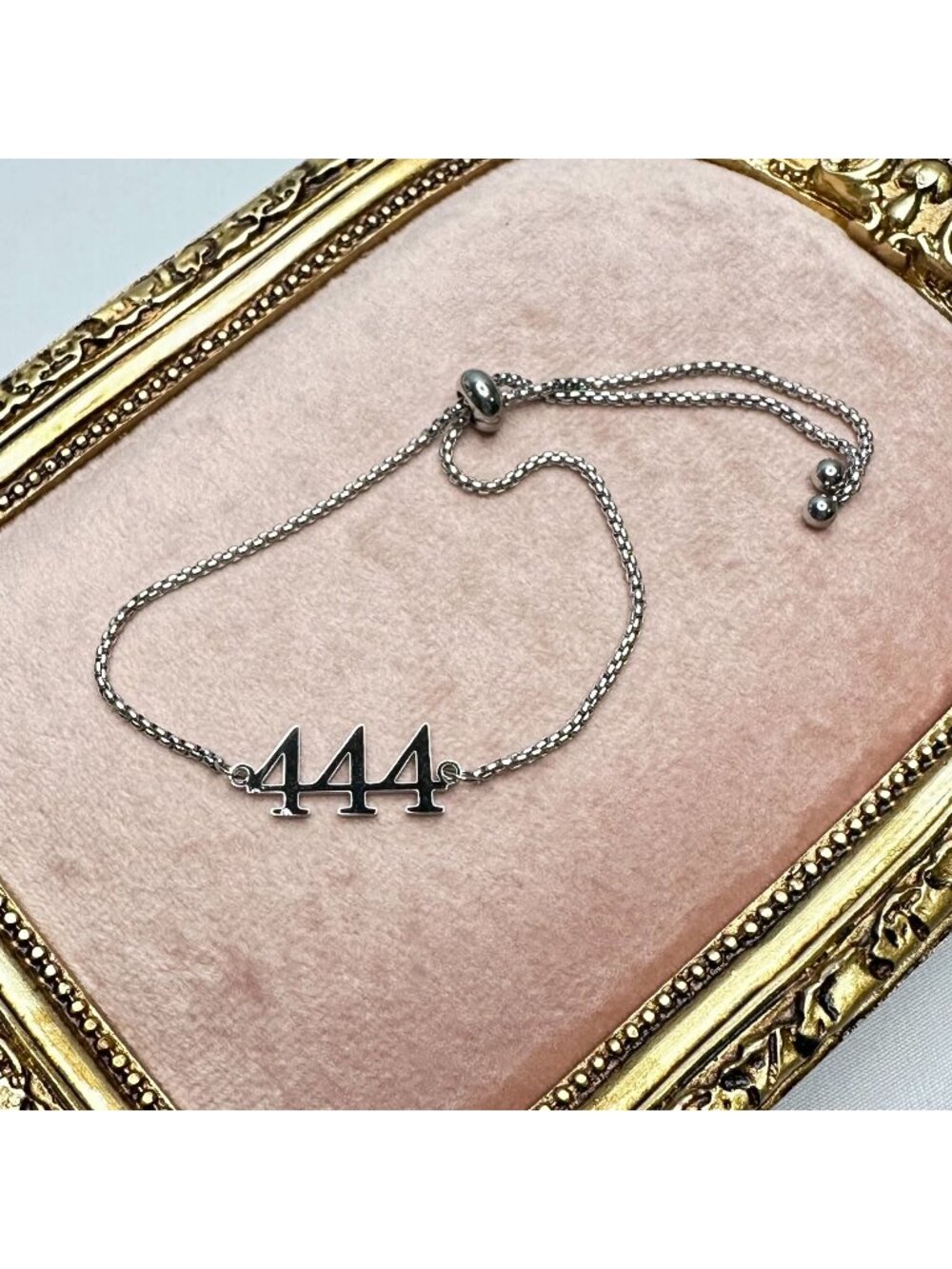 Angel Number 444 Silver-tone Bolo Bracelet Stainless Steel Waterproof